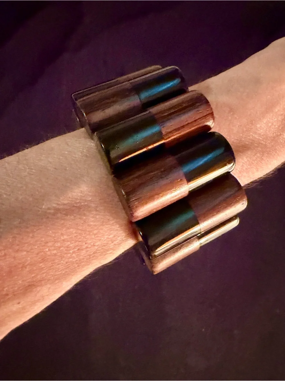 New Hand Crafted Black & Brown Chunky Wood Bracelet. Wood is In 💕